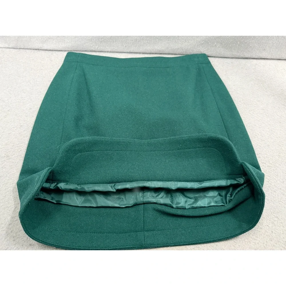 J. Crew Shirttail Mini Skirt Womens 00 Green Wool Blend Dark Academia Mod B0358